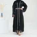 2024 Ramadan Islamic Clothing Modest Abaya Cardigan for Women Shiny Dubai Design Plus Size Wholesale Dresses Muslim Dress