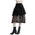 Skirts Hot Selling for Ladies Autumn Asymmetrical Patchwork Pearl Black Gauze Skirt A-line Skirt Large Size