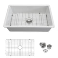 US Shipping 32 Inch Single  Farmhouse  Kitchen  Porcelain White with Brushed Drainer Undermount  Ceramic Farmhouse Sink