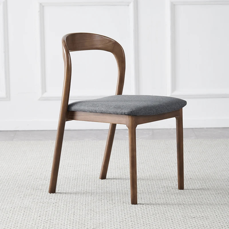 High Quality Nordic Restaurant Chair Solid Wood Leather Upholstered Dining Chair Without Armrest for Home Hotel Coffee Shop