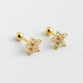 SP 2022 Women Trendy Gold Earrings Piercing Gold Flower Stud Zirconia Jewelry Earrings 925 Sterling Silver for Women