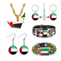 70 UAE Flag Map Tie Clip Lapel Pin Ring Brooch Cuff Link Necklace Bracelet Earrings Key Chain United Arab Emirates Jewelry Set