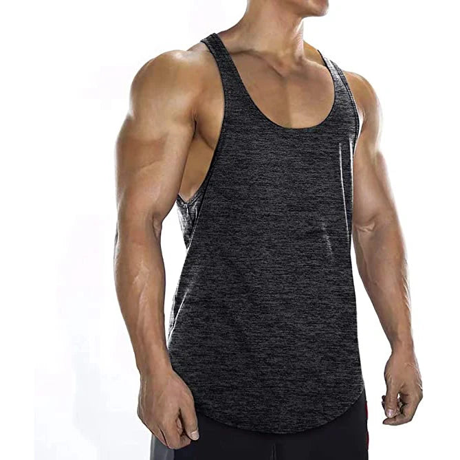 Workout Gym Mens Casual Knitted Back Tank Top Muscle Fitness Breathable Quick Dry 100% Polyester Sleeveless Shirt