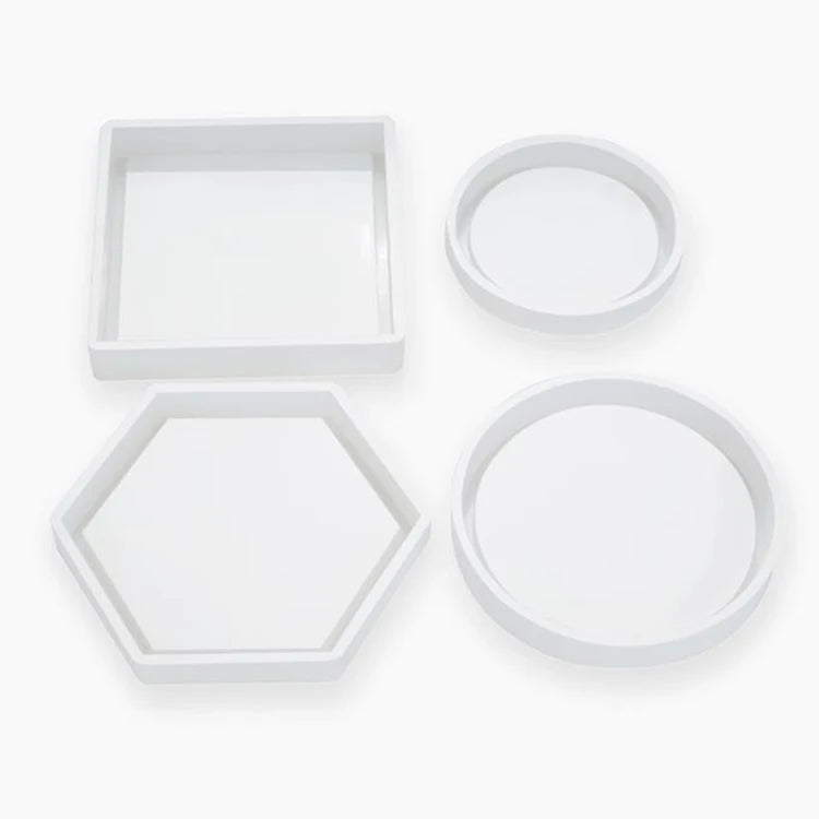 YS DIY Coaster Tray Molds De Silicone Included Square Hexagon Circle Octagon Mould  Resin Concrete Cement Home Decoration Tools