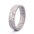 Poya Mens 6mm Flat Real Genuine Pure Aletai Meteorite Ring for Wedding