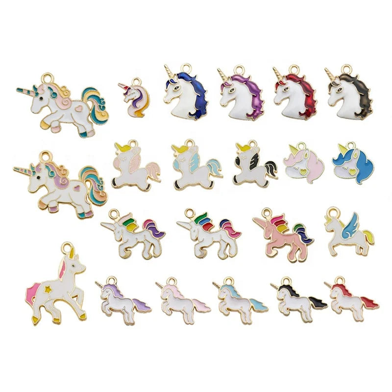 Colorful horse Alloy Pendant With Hanging for Children's Bracelet Diy Accessories Handmade Earring Clip Ear Accessories
