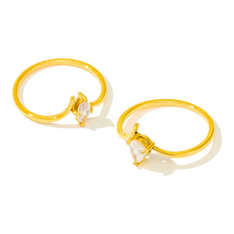 18K Gold Plated Stainless Steel Bijoux Orientale Acier Inoxydable Tarnish Free Jewelry for Women Wedding Rings Couple Set