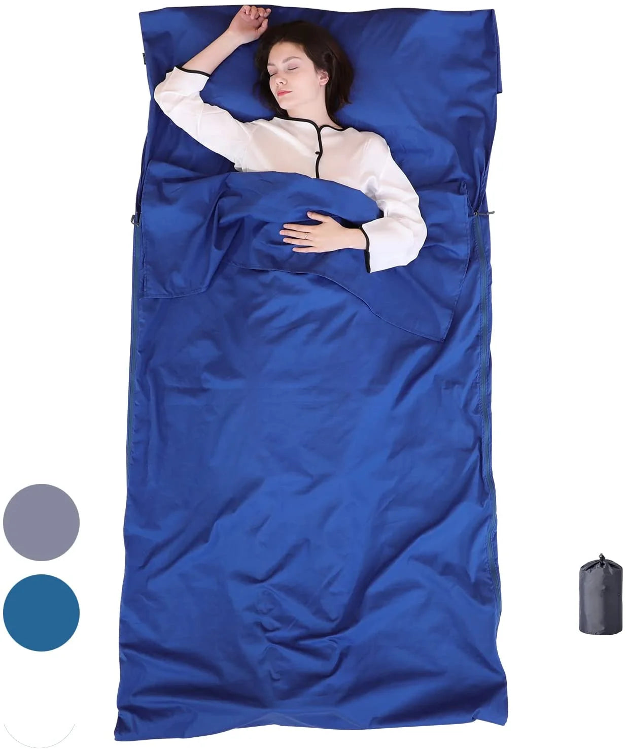 Woqi Lightweight Cotton Sleeping Bag Liner Multifunctional Summer Travel Sheet for Kids for Camping