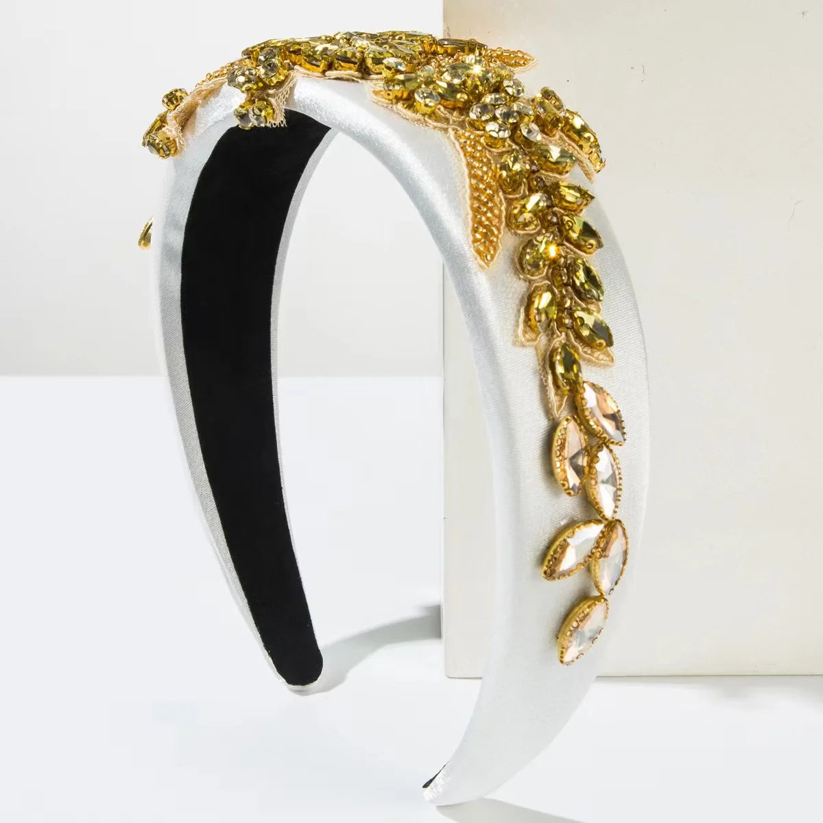 Fashion Vintage Baroque Luxury Rhinestone Hair Jewelry Silk Hairbands Zircon Rhinestone Hairbands Headband Jewelry for Women