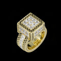 Full Pave Princess Cut Zircon Statement Jewelry Luxury 14K Gold Plated 925 Silver Square Ring