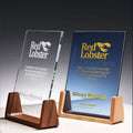 Rectangle Plaque Crystal Trophy with Wooden Base  MH-NJ0190
