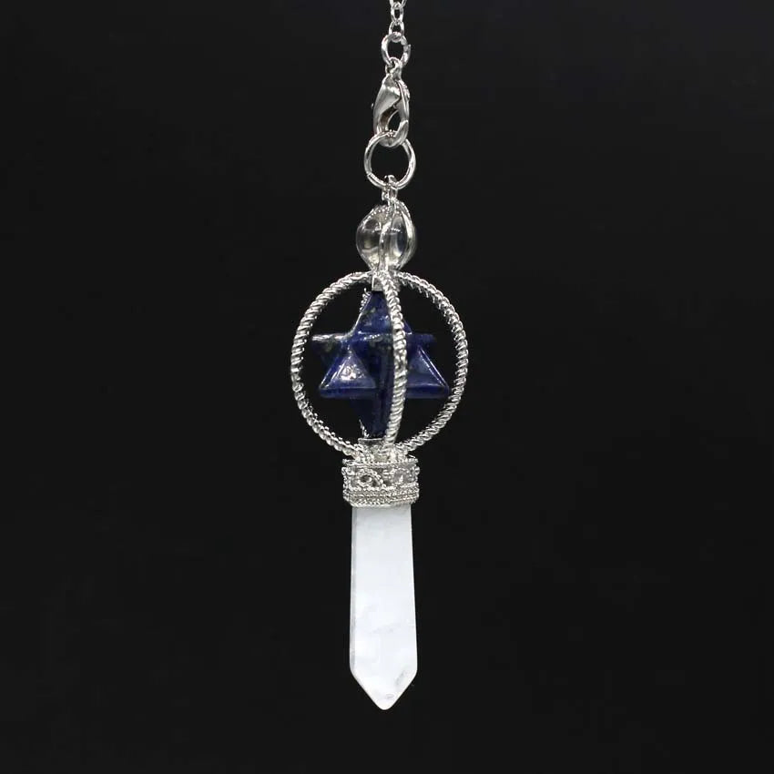 Hongzhuo Natural Stones Pendant Amulet Crystal Meditation Pendulum Lapis Lazuli Reiki Energy for Men Women Jewelry Jewelry