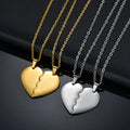 Custom 18K Gold Plated Stainless Steel Broken Heart Gold Couple Heart Necklace Fashion Jewelry love Pendant for Couples