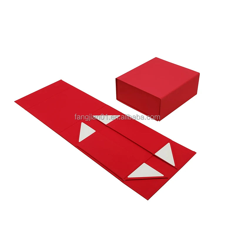 Custom Rigid Cardboard Packaging Box with Satin Lining Luxury Package with Logo Magnetic Closure Red Foldable Gift Boxes