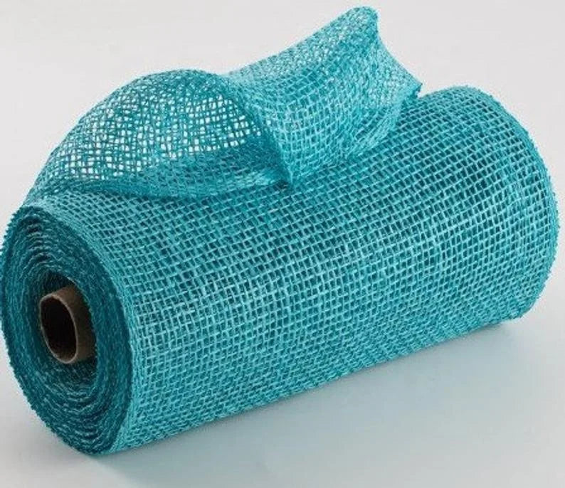 10 Inch Blue Poly Burlap Decor Mesh Poly Decorative Mesh Ribbon Rolls Floral Decor Ribbon
