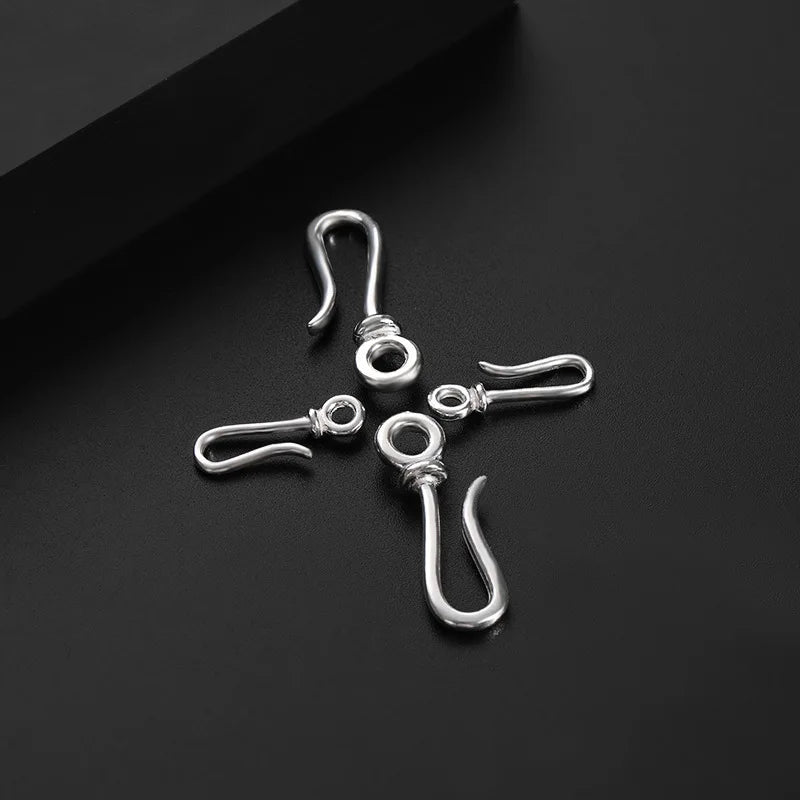 Retro 925 Sterling Silver J Shape Hook Connect Clasp for Jewelry Making Accessories Wholesale
