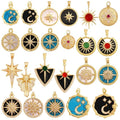 Trendy Shining Space Sun Moon Star Shell Charm PendantReal 18K Gold Plated Jewelry Components Findings Accessories Supplies S24