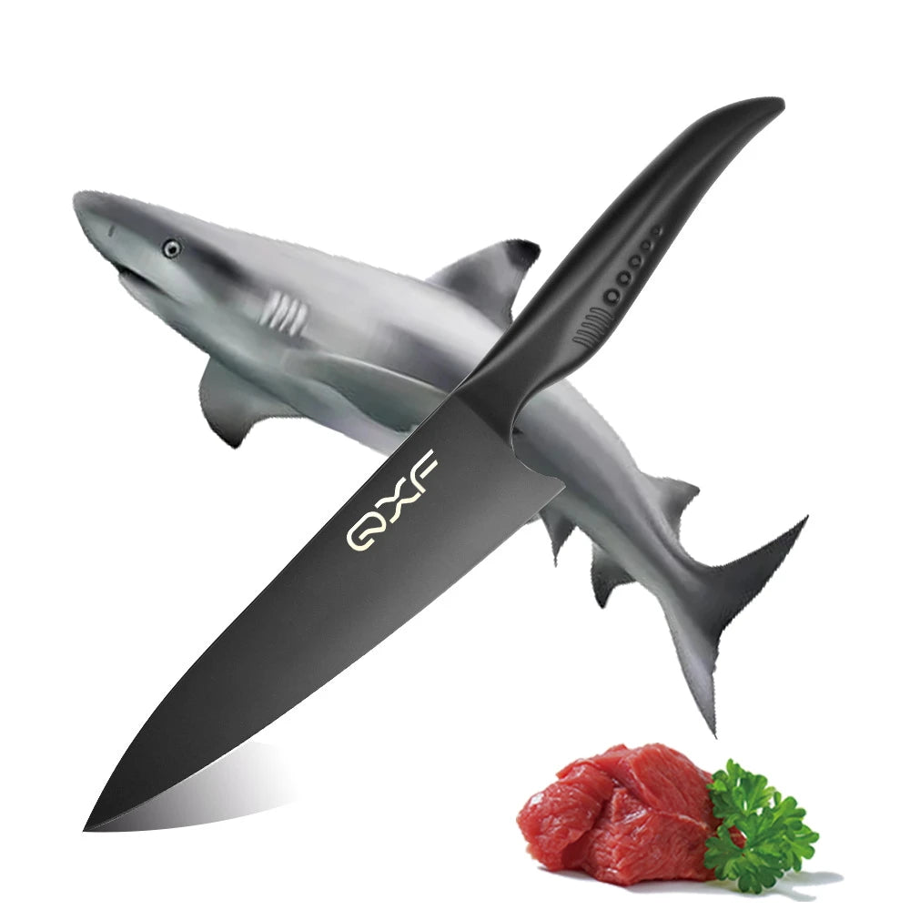 Black Coated High Carbon Stainless Steel Sharp 8 Inch Chef Knife With Ergonomic Handle