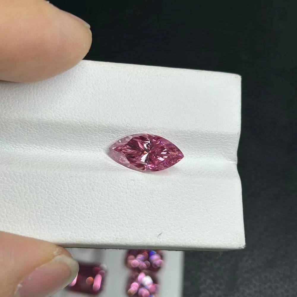 Marquise Cut Pink Color Lab Grown Moissanite VVS1 Diamonds Gemstone