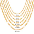 3mm 18k Gold Plated Stainless Steel Figaro Chain Customized Chain Necklace Men Hot Selling