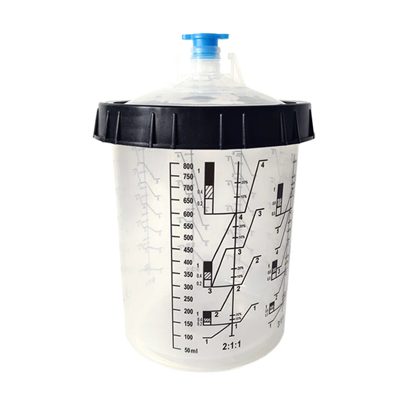 800ML  Spray Gun Disposable Gun Pot With Scale Plastic Transparent Paint Mixing Cup Disposable Measuring Cup With Adapter