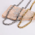 Hip Hop Men's Jewelry Necklace Multiple Sizes 4mm 5mm 6mm 8mm Gold Plated Stainless Steel Handmade Byzantine Chain
