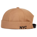 Custom Embroidery logo 100% Cotton Adjustable Cap Leather Strap Visorless Docker Skull Skully Baseball Brimless Hats Caps