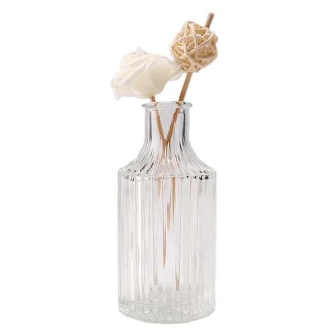 Hot Sale Quality 140ml Stripe Crimp Cap Empty Clear Perfume Diffuser Glass Bottle
