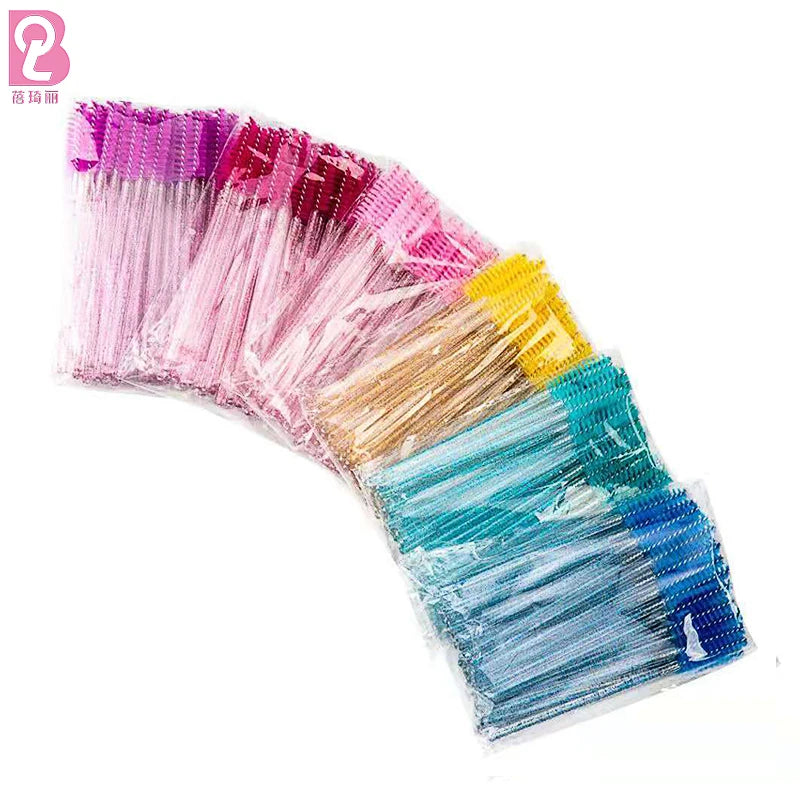 Beiqili Ready Ship 2500 Pcs/ Carton Disposable Plastic Eyelash Cleaning Brush Lash Wands Spoolie Mascara Brush Eyelash