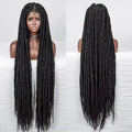 Sharopul Hot Sale Black 46inch Passion Curly Full Lace Wigs Soft Handmade Synthetic Braids Lace Frontal Wig