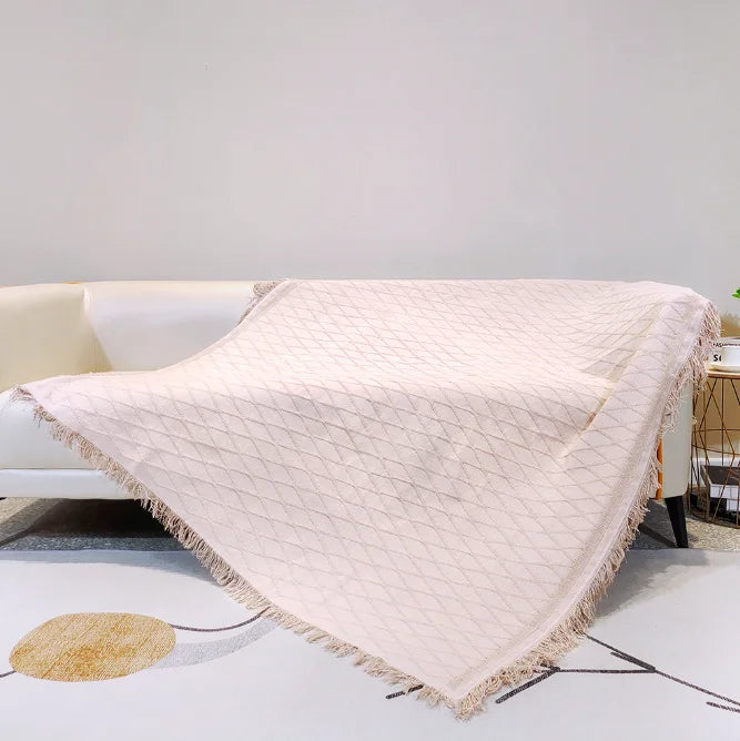 Spot Wholesale Bohemia Pure Cotton Shaggy Nap Pure Cotton Cover  Sheet Four Seasons General Cotton Sofa Blanket