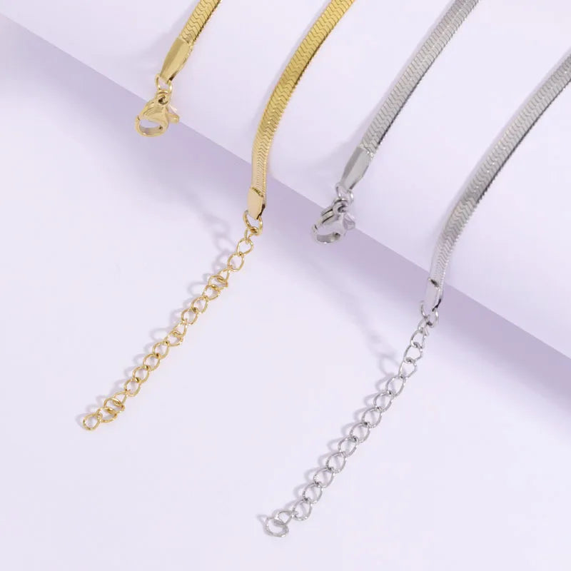 Wholesale 18K Gold Plated Flat Snake Chain Stainless Steel Snake Chains Necklace for Jewelry Making