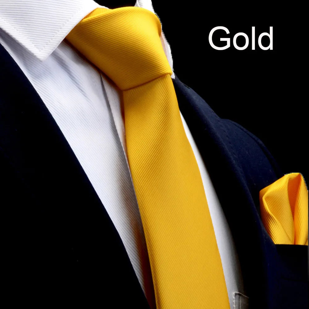Hot Selling Custom Men Silk Ties Corbata Solid Color Red Tie Gravata Necktie Set Tie With Pocket Square for Wedding Party