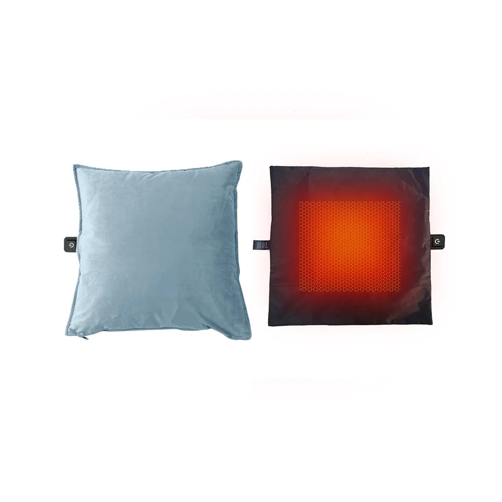 2024 New Electric USB Heating Pillow Graphene Heated Throw Pillows Cover Graphene Elements for Warm Back Cushion Car Application