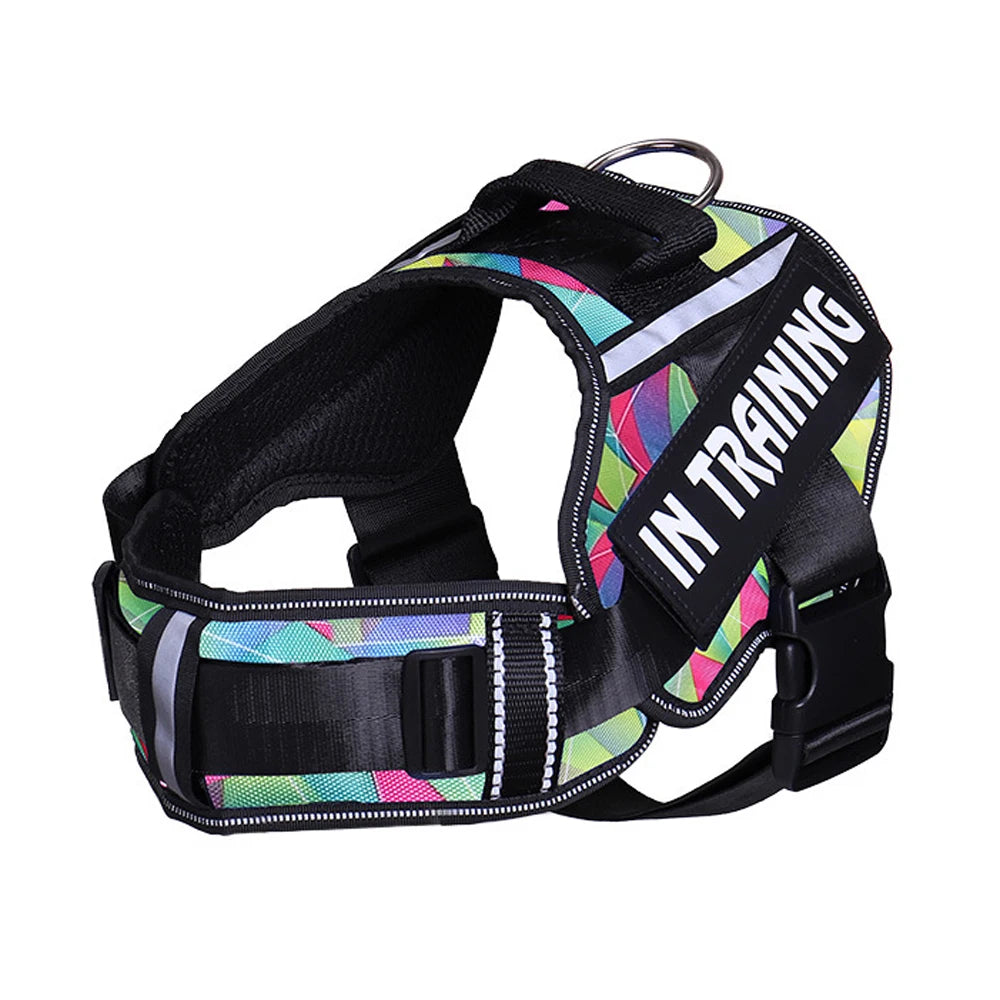 Wholesale Adjustable Nylon Dog Harness Set Luxury Custom Breathable Solid Reflective Magic Sticker Button Pet Harnesses