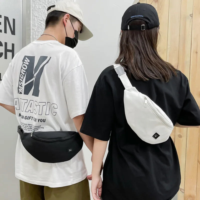 Large Capacity Men Fanny Packs Custom Sport Black Waist Belt Bag Nylon Chest Bag for Women