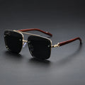 Luxury Sunglasses Women Shades UV400European&American Business Wood Grain Double Beam Square Metal Frame Designer Sunglasses Men