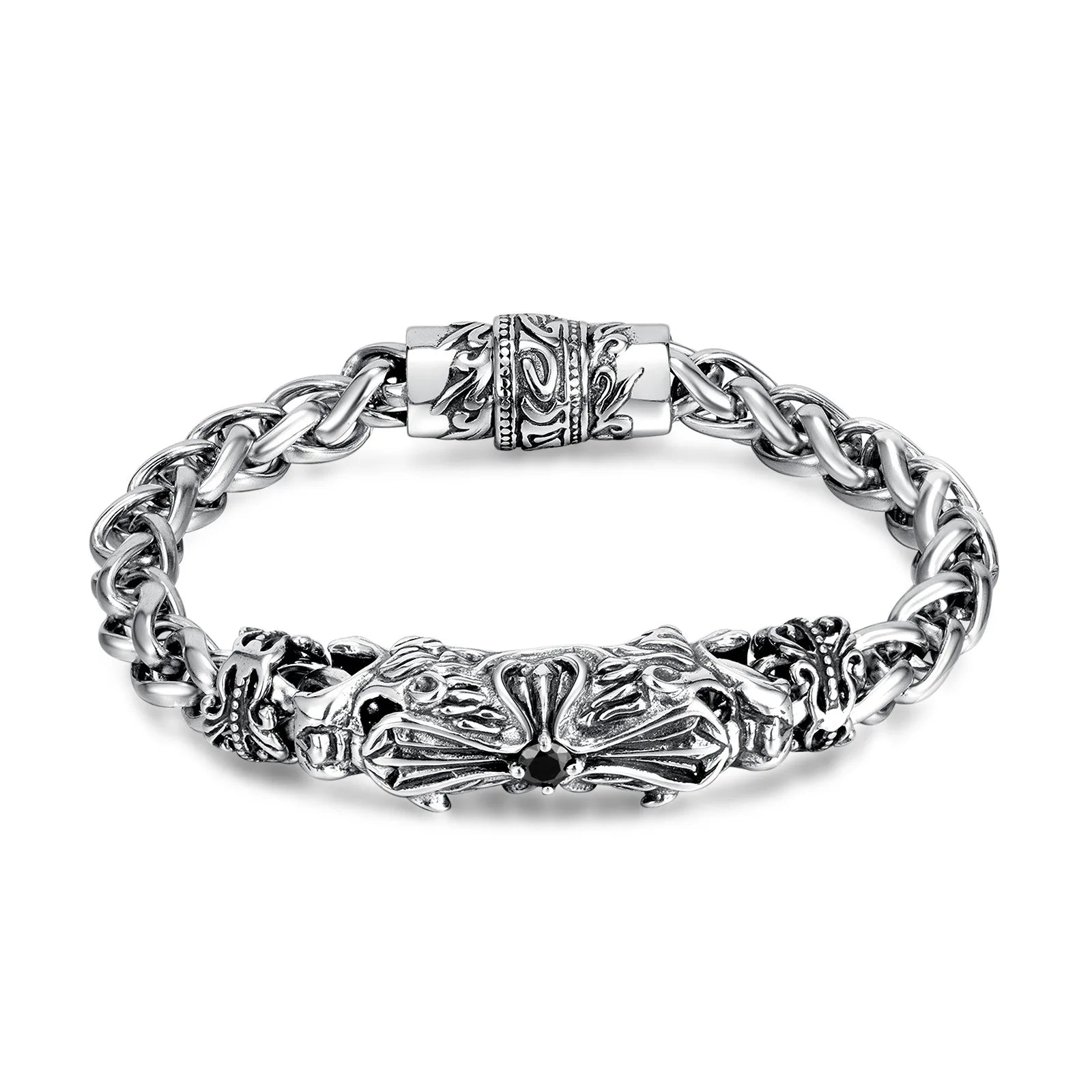 New Arrive Popular 316L Stainless Steel Cross Bracelet Jewelry Hip Hop Design for Christian Men Chain Bracelet Wholesale