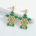 Cartoon Sea Turtle Pearl Drop Earrings Creative Animal Turtle Shape Rice Bead Drop Earrings for Women