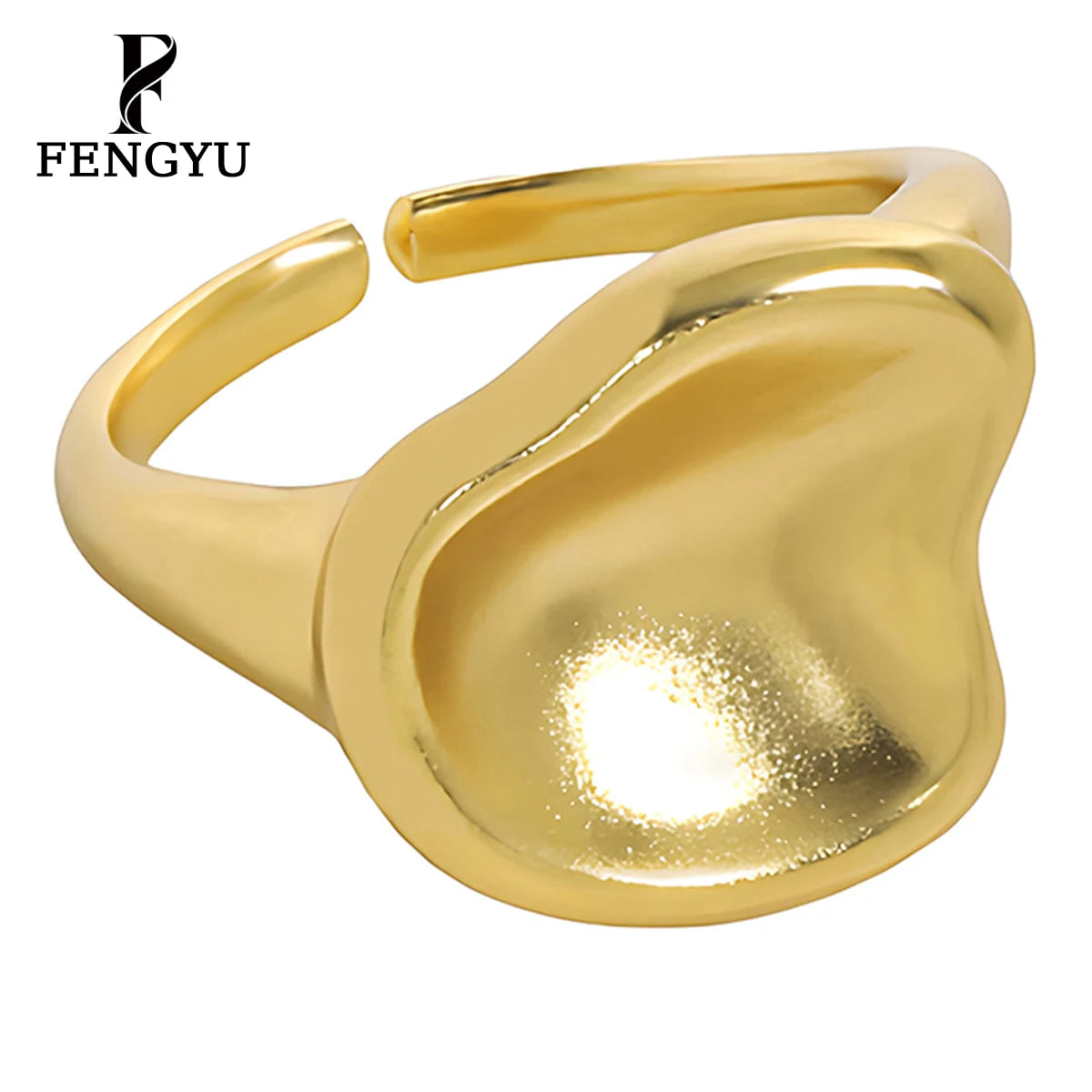 Fine 18k Gold Irregular Geometry Rings for Women 925 Sterling Silver Fashion Adjustable Statement Ring Custom Jewelry Wholesale