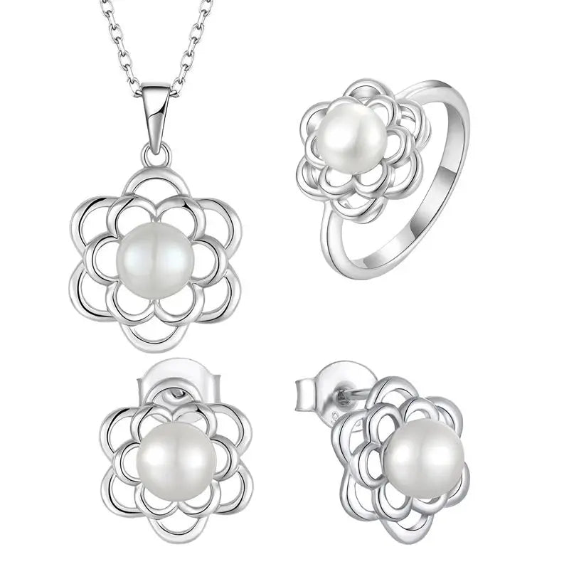 Latest Designs for Women Button Freshwater Pearl Jewelry Set 925 Sterling Silver Jewelry Wholesale