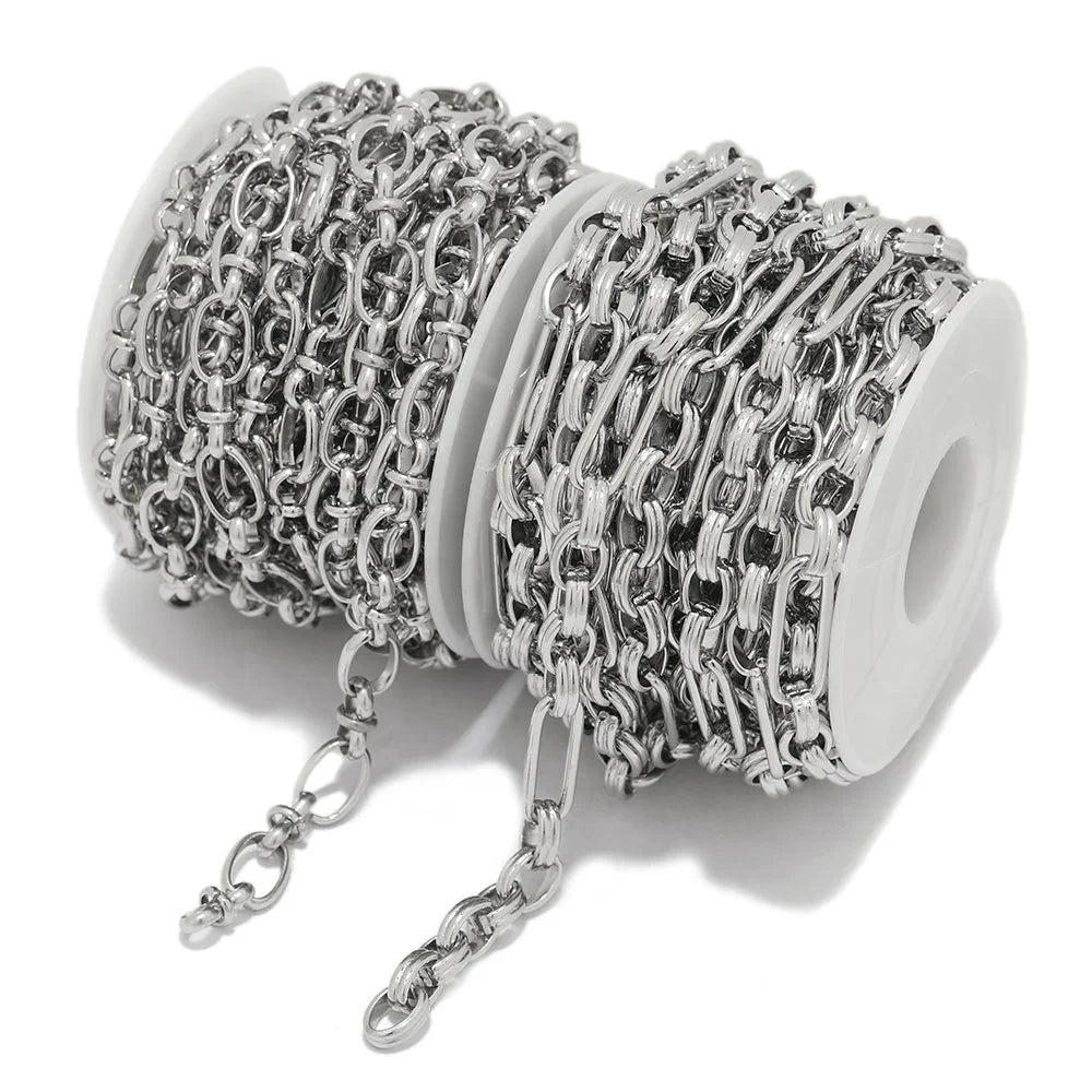 Stainless Steel Knotted Figure 8 Chain Handmade O-cross Chain DIY Bracelet Necklace Hip Hop Jewelry Accessories