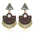 Traditional Alloy Material Kashmiri Meenakari Jhumka Kundan Fan Shape Earrings Hoop India Jewelry Indian Earring Women