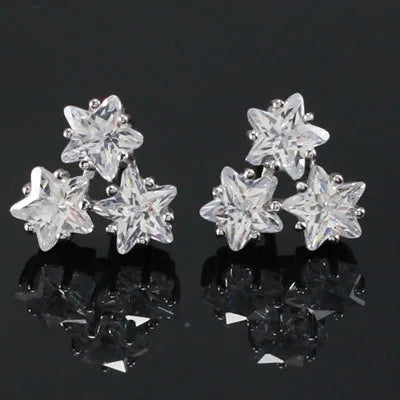 REETI 925 Sterling Silver Star Crystal Stud Earrings for Women Elegant Wedding Jewelry Zirconia Studs Earrings