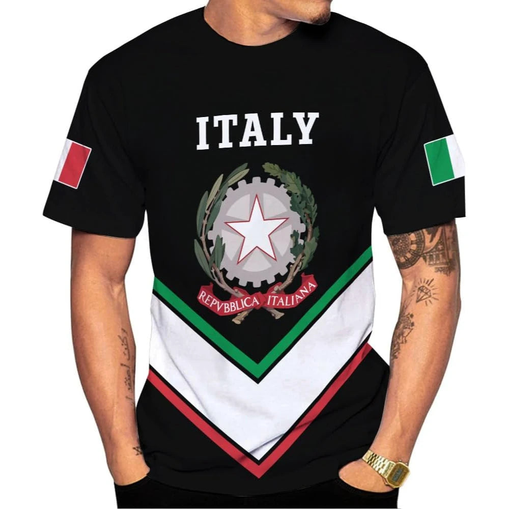 Fitspi Wholesale Custom Name Italy T Shirt 3d All Over Print Italia T-shirt Roma Shirts Country Flag Printed Tshirt