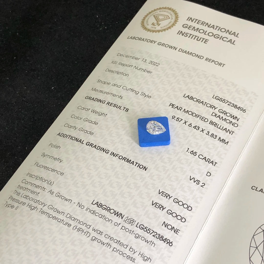 IGI  Certified 1.65ct  D VVS2 Wholesale Lab Created Diamond CVD Lab Grown Diamond