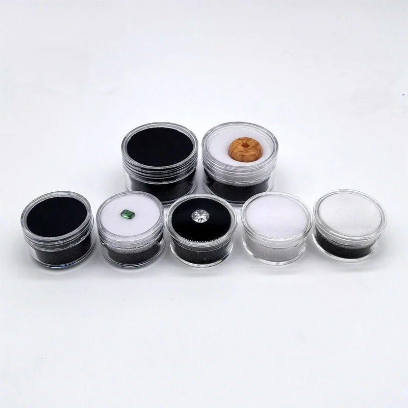 Cheap Diamond Display Box R.GEM. Round Glossy Acrylic Suede Sponge Jewelry Packaging Box Gemstone Diamond Display Box