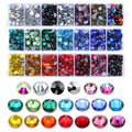 Wholesale DIY Design Press on Nail With 7 Grid Mix Colors 3D Hotfix Crystal Glass Rhinestones in Box Kit for Nail Art