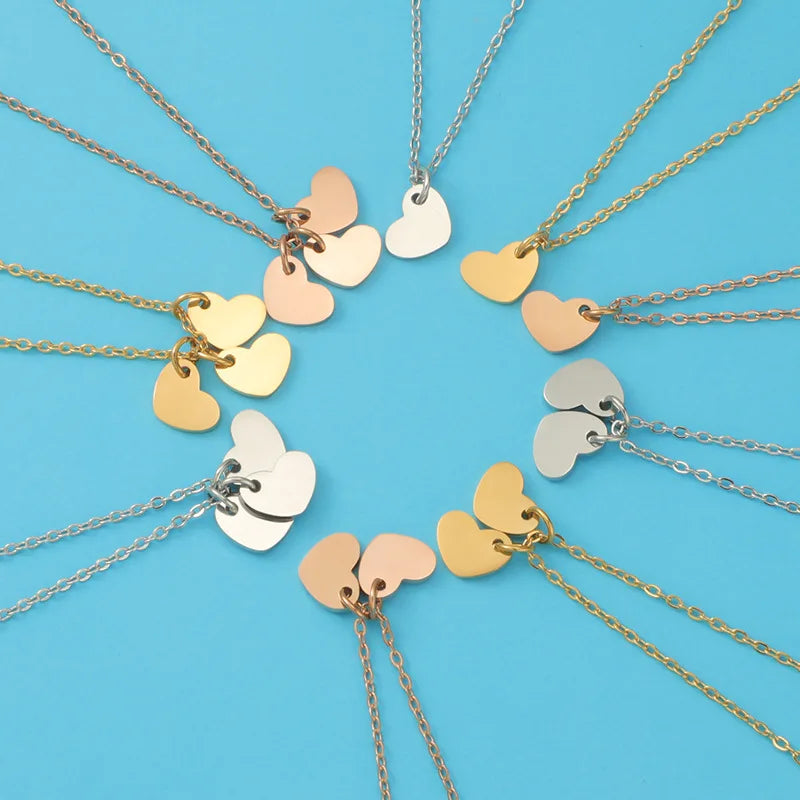 Top Fashion Stainless Steel Necklace with Engraved Logo Children's Love Heart Choker Couple Gift