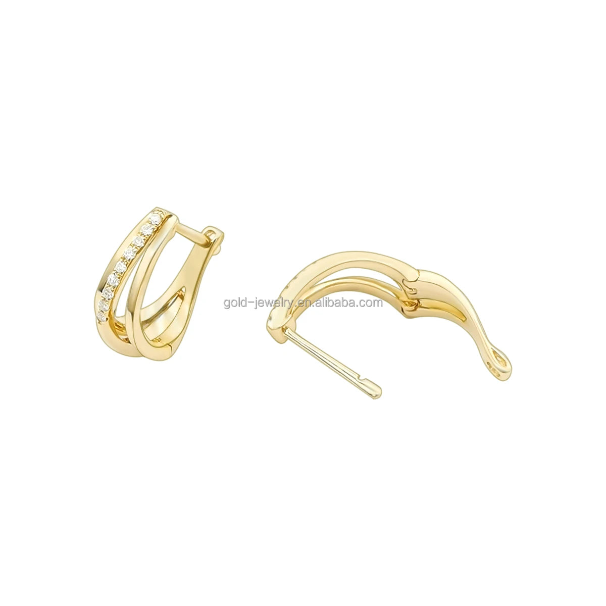 1000S Jewelry 14k Real Gold Earring Real Diamond Studs Earring AU585 Solid Yellow Gold Hoop Charming Earring Chinese Gold